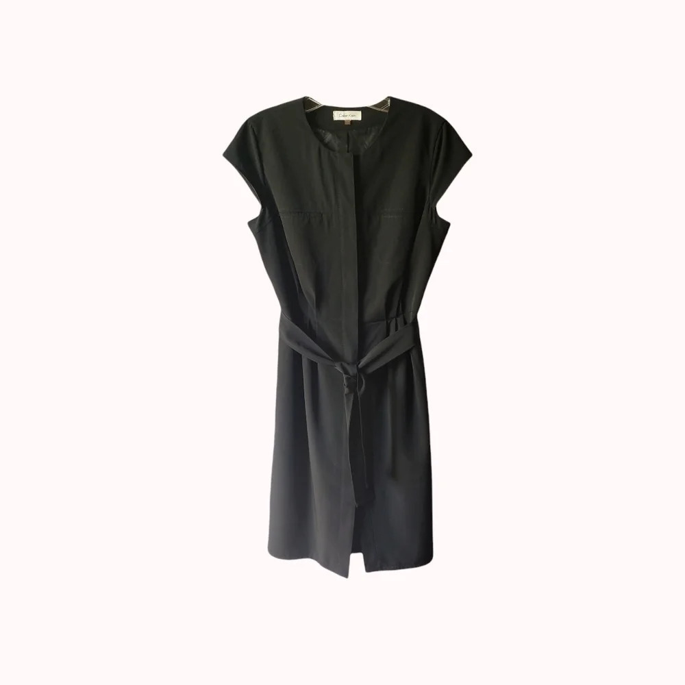 Calvin Klein button front belted classic dress